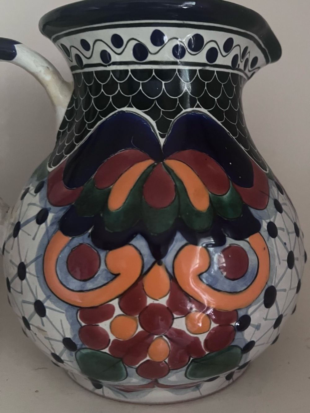 Hand-Painted Multicolor Ceramic Vase - Blue, Green, Orange, Red